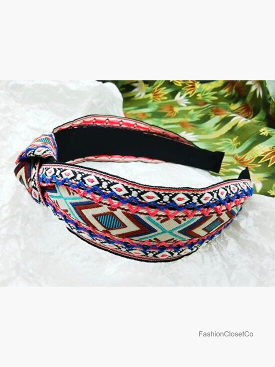 Handmade Embroidered Knotted Headband Boho Ethnic Wind Non-Slip Elastic Hairband main image 4